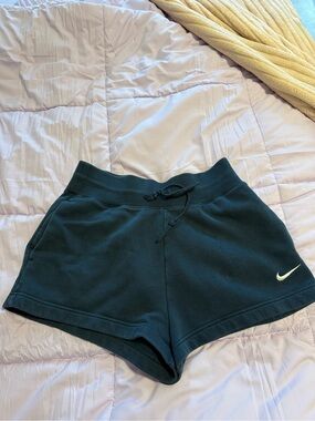 Nike Women's Dark Teal Athletic Shorts with White Swoosh